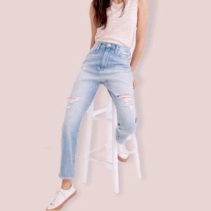 Madewell distressed mom jean straight leg NWT
